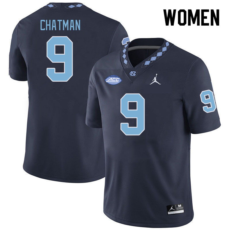 Women #9 Armani Chatman North Carolina Tar Heels College Football Jerseys Stitched-Navy